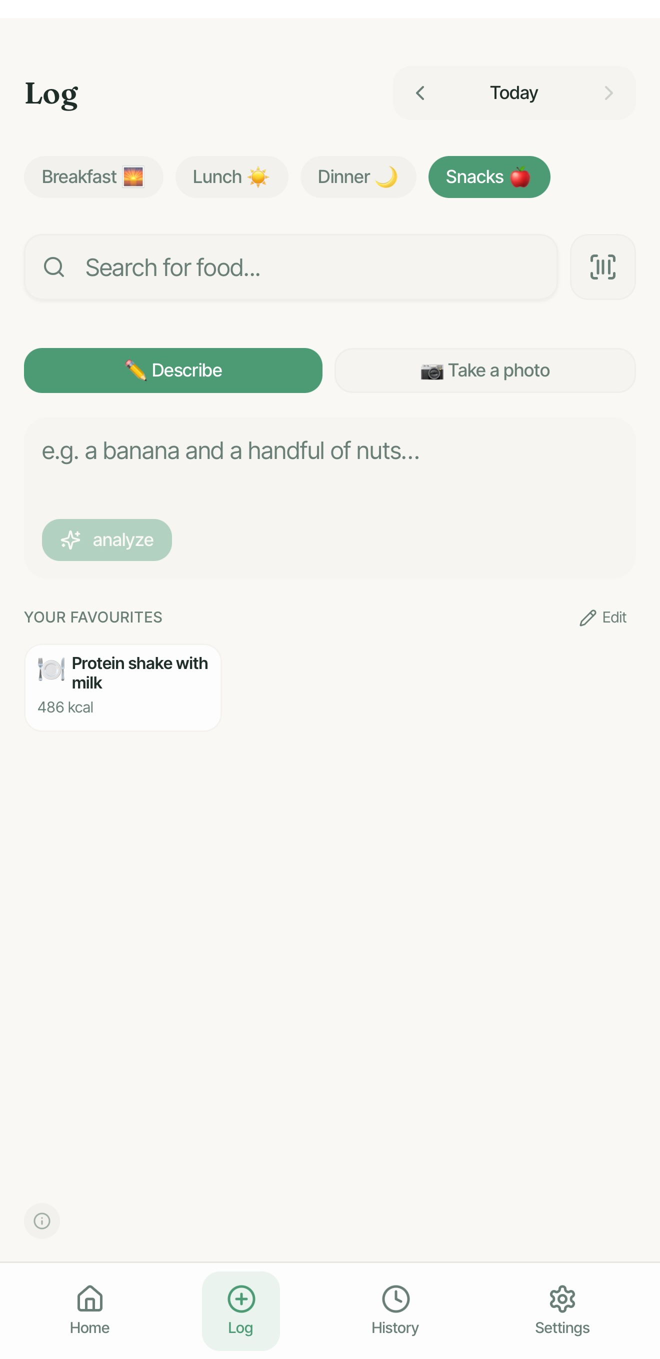 Logging a meal by describing it in plain language